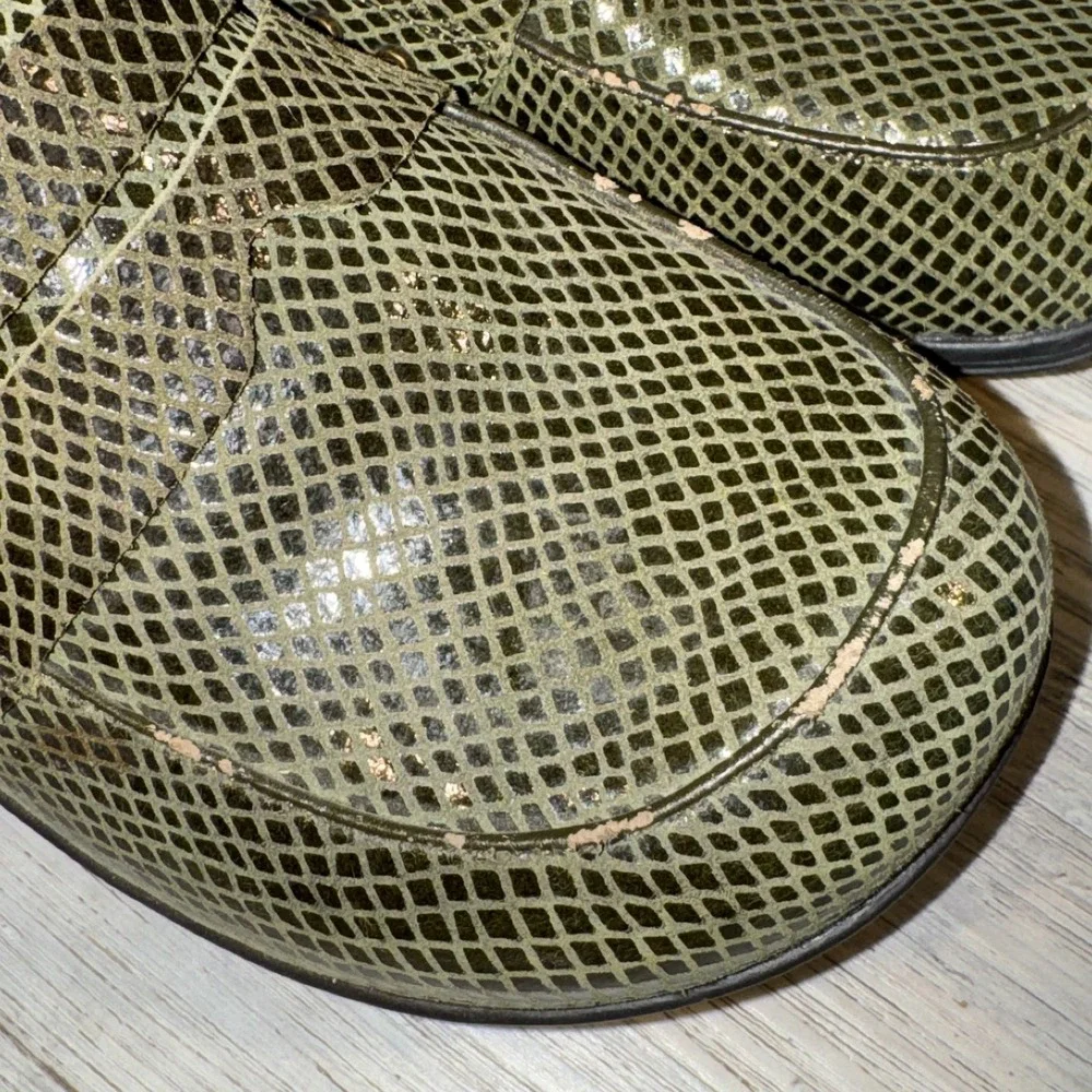 Alegria Taylor‎ Pro Olive Gloss Snake Penny Loafers Women's EU 42